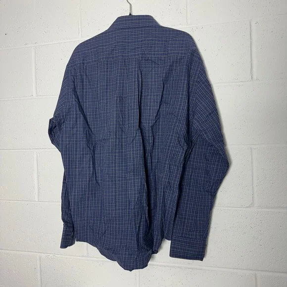 Peter Millar Mens XL Blue Grey Micro Check Plaid Long Sleeve Button Down Shirt - Picture 3 of 3